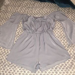 💙Dusty Blue Satin Romper 💙